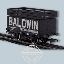 Load image into Gallery viewer, Oxford Rail - OR76CK7006 - 7 Plank Mineral Wagon - Coke - Baldwin - 3022 - 3 Coke Rails - Black - OO Gauge