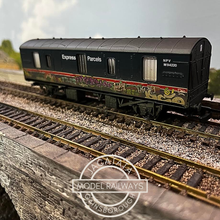 Load image into Gallery viewer, Hornby - R6919 - BR MK1 - 4 Wheel CCT Covered Carriage Truck - With Graffiti - BR Express Parcels Blue Livery - M94220 - OO Gauge