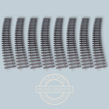 Load image into Gallery viewer, Peco - Setrack - ST-725 - 2nd Radius - Bullhead - Standard Curve Setrack x 8 Pieces - O Gauge