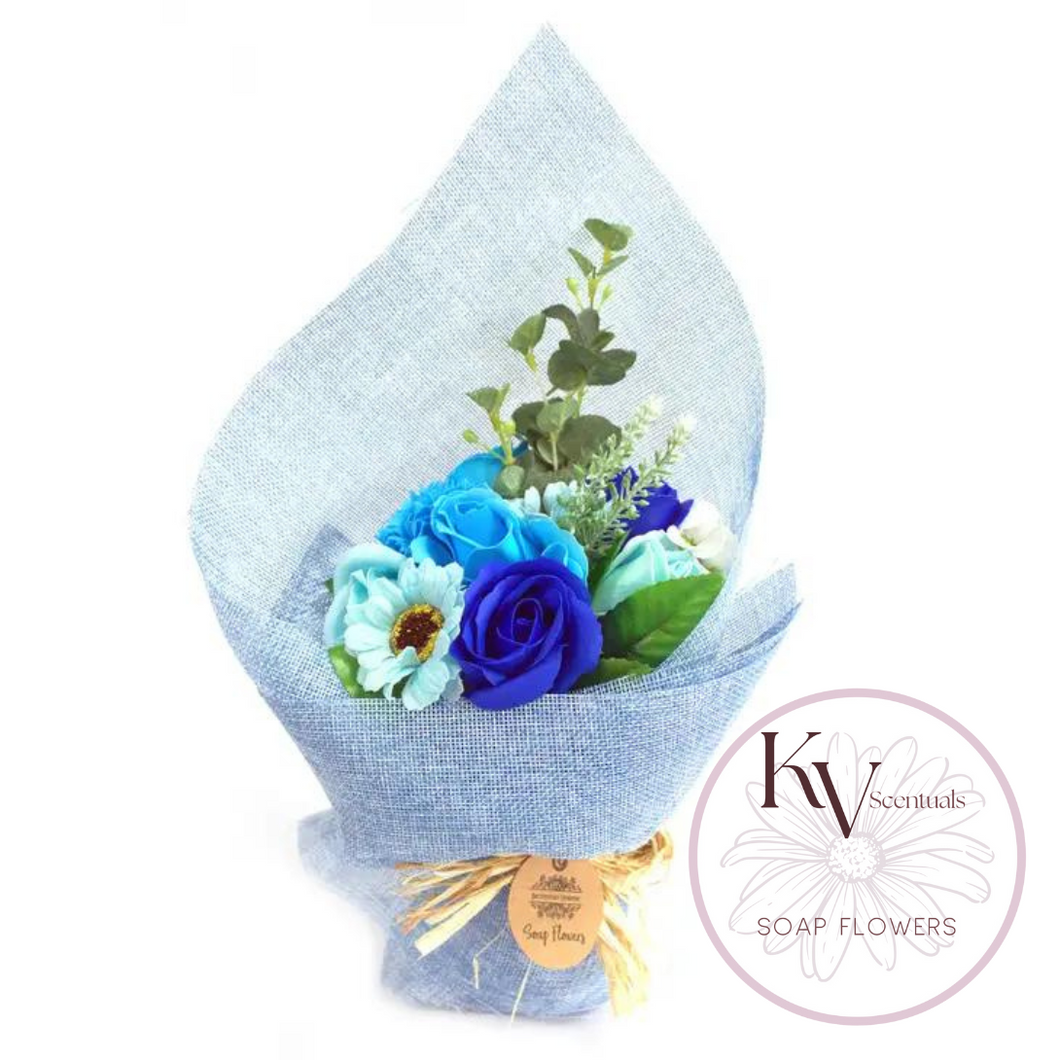 Standing Soap Flowers Bouquet - Blue