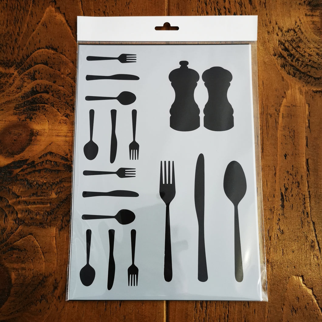 Stencil - No.113 - A4 - Kitchen Items With Border