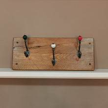 Load image into Gallery viewer, Rustic Handmade Coat Rack - 3 Coloured Double Hangers
